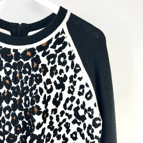 A.L.C. Moore Black and White Leopard Raglan Sweater - Picture 4 of 10